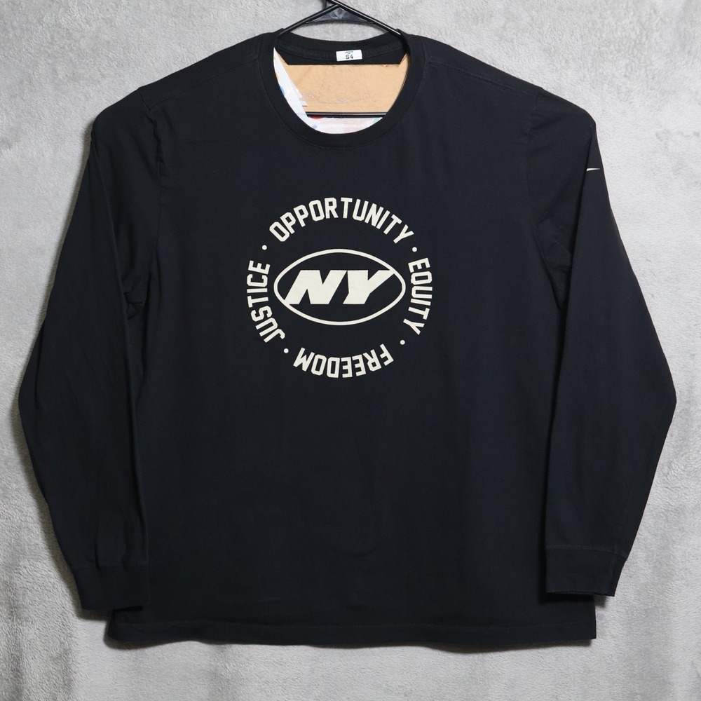 Nike New York Jets Mens XXL Black Player Issue Inspire Change Graphic Tee NFL